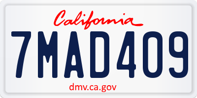 CA license plate 7MAD409