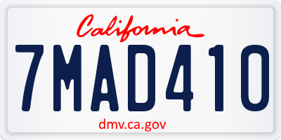 CA license plate 7MAD410