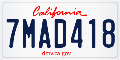 CA license plate 7MAD418