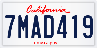 CA license plate 7MAD419