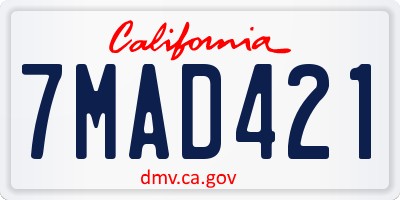 CA license plate 7MAD421