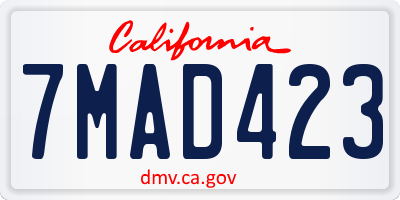 CA license plate 7MAD423