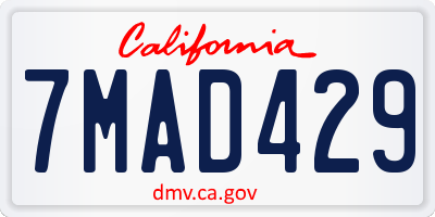 CA license plate 7MAD429
