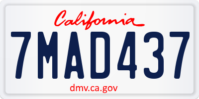 CA license plate 7MAD437