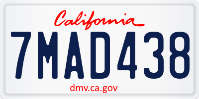 CA license plate 7MAD438