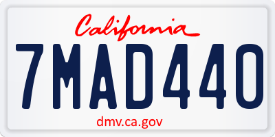 CA license plate 7MAD440