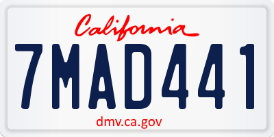 CA license plate 7MAD441