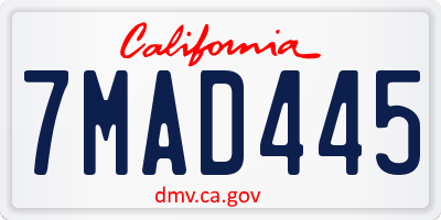 CA license plate 7MAD445