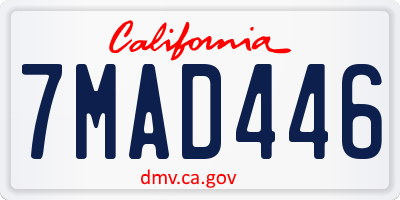 CA license plate 7MAD446