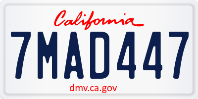 CA license plate 7MAD447