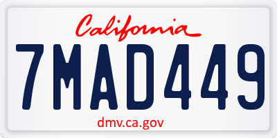 CA license plate 7MAD449