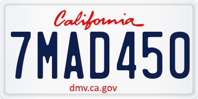 CA license plate 7MAD450