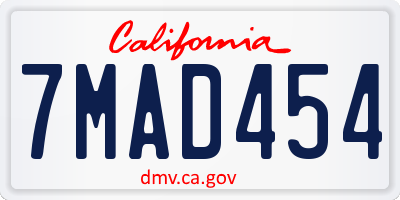 CA license plate 7MAD454