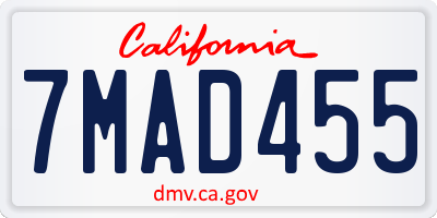 CA license plate 7MAD455