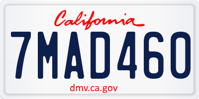 CA license plate 7MAD460