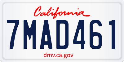 CA license plate 7MAD461