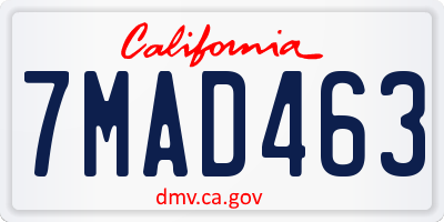 CA license plate 7MAD463