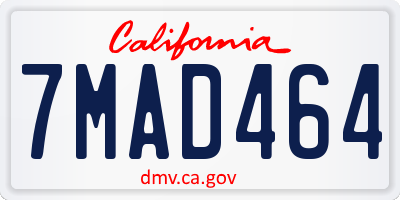 CA license plate 7MAD464