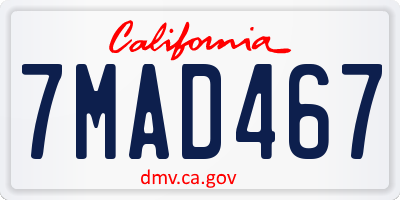 CA license plate 7MAD467