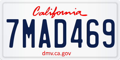 CA license plate 7MAD469