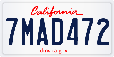 CA license plate 7MAD472