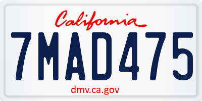 CA license plate 7MAD475