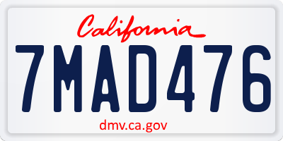 CA license plate 7MAD476