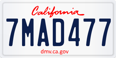 CA license plate 7MAD477
