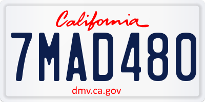 CA license plate 7MAD480