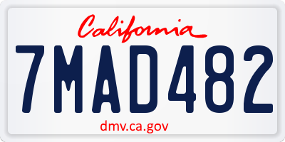 CA license plate 7MAD482