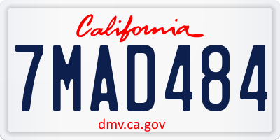 CA license plate 7MAD484