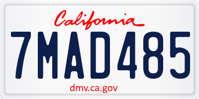 CA license plate 7MAD485
