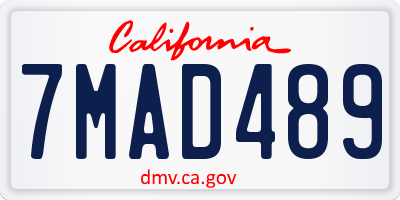 CA license plate 7MAD489