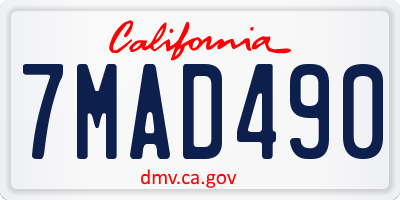 CA license plate 7MAD490