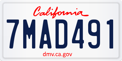 CA license plate 7MAD491