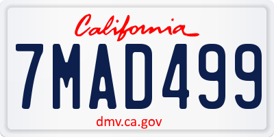 CA license plate 7MAD499