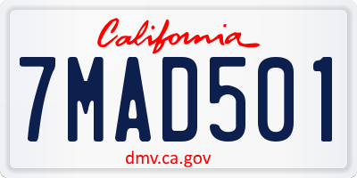 CA license plate 7MAD501