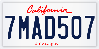 CA license plate 7MAD507