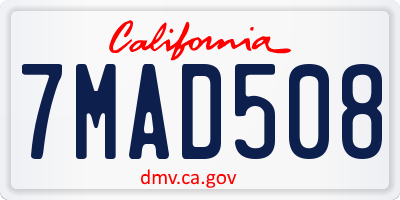 CA license plate 7MAD508