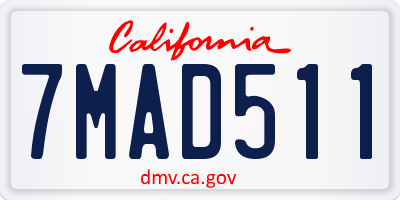CA license plate 7MAD511