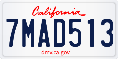 CA license plate 7MAD513