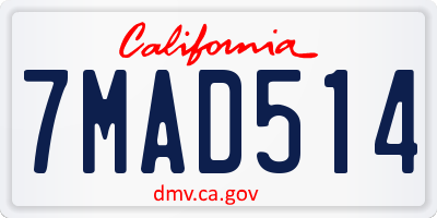 CA license plate 7MAD514
