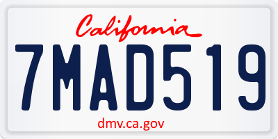 CA license plate 7MAD519