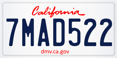 CA license plate 7MAD522