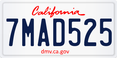 CA license plate 7MAD525