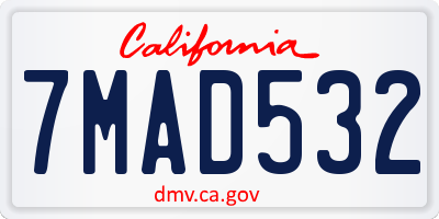 CA license plate 7MAD532