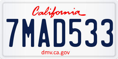 CA license plate 7MAD533