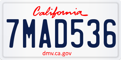 CA license plate 7MAD536
