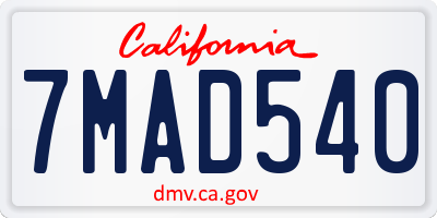 CA license plate 7MAD540