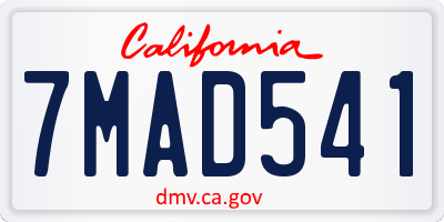 CA license plate 7MAD541